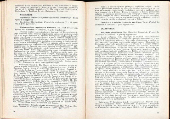 strony składu osobowego i spisu wykładów na rok akademicki 1945/46