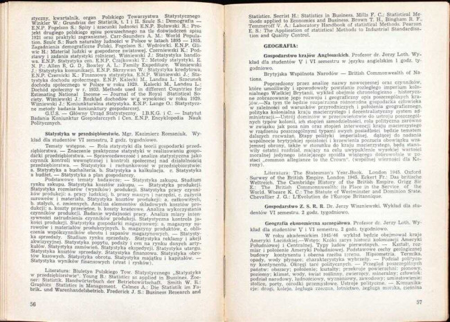 strony składu osobowego i spisu wykładów na rok akademicki 1945/46