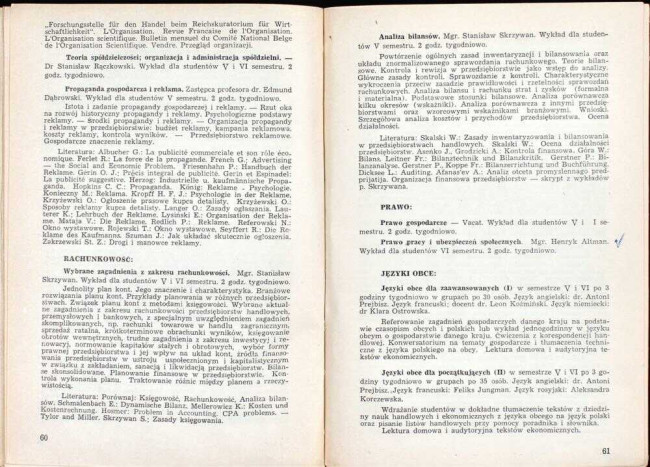 strony składu osobowego i spisu wykładów na rok akademicki 1945/46