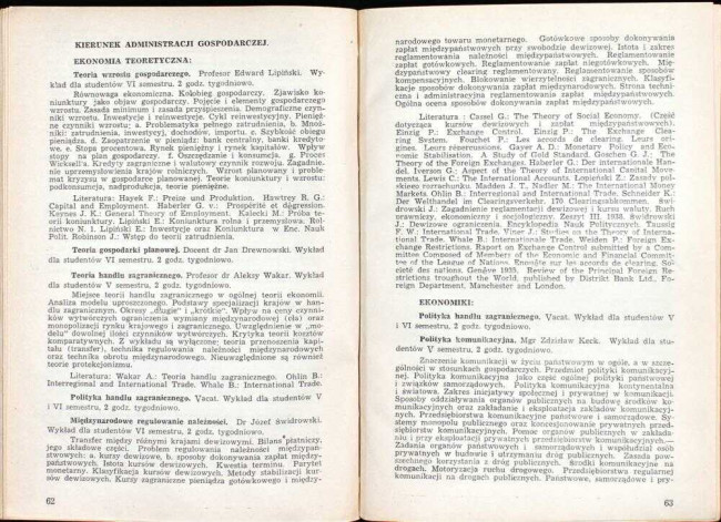 strony składu osobowego i spisu wykładów na rok akademicki 1945/46