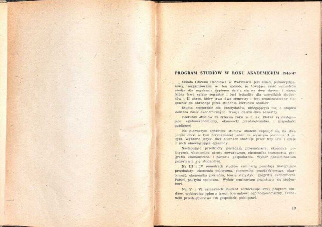 strony składu osobowego i spisu wykładów na rok akademicki 1946/47