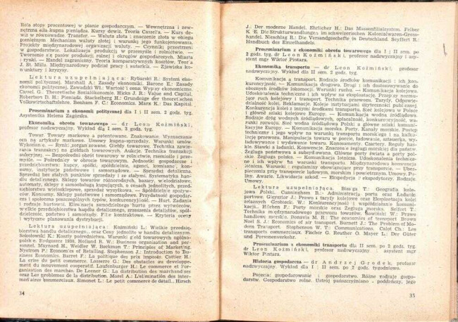 strony składu osobowego i spisu wykładów na rok akademicki 1946/47