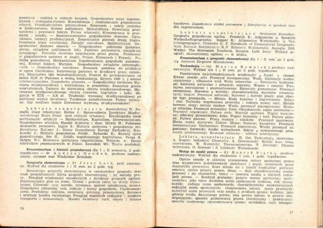 strony składu osobowego i spisu wykładów na rok akademicki 1946/47