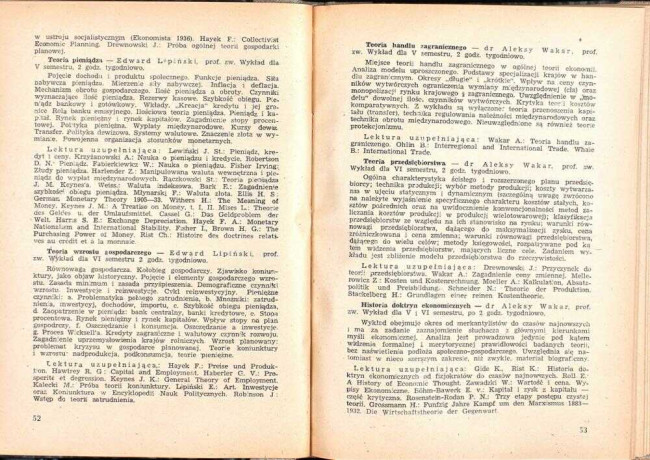 strony składu osobowego i spisu wykładów na rok akademicki 1946/47