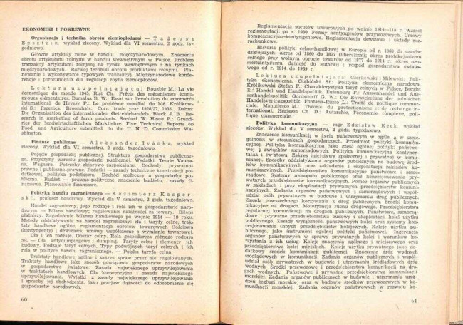 strony składu osobowego i spisu wykładów na rok akademicki 1946/47