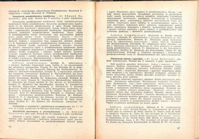 strony składu osobowego i spisu wykładów na rok akademicki 1946/47