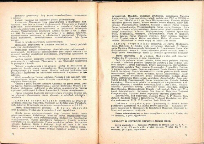 strony składu osobowego i spisu wykładów na rok akademicki 1946/47