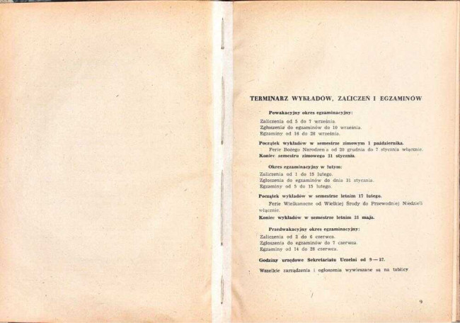 strony składu osobowego i spisu wykładów na rok akademicki 1946/47