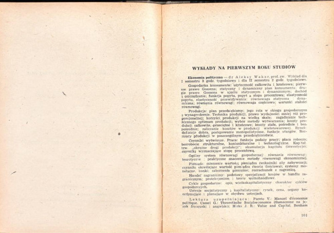 strony składu osobowego i spisu wykładów na rok akademicki 1946/47