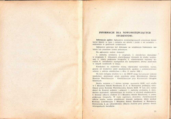 strony składu osobowego i spisu wykładów na rok akademicki 1946/47