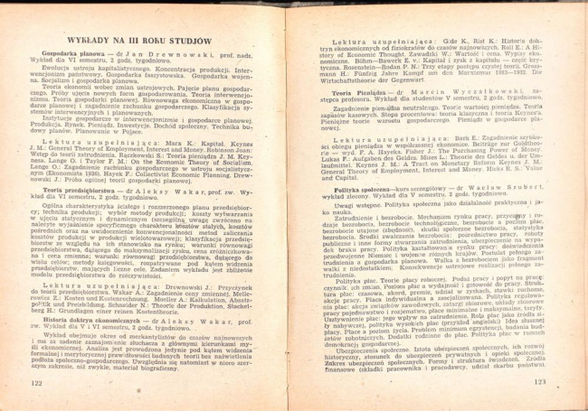 strony składu osobowego i spisu wykładów na rok akademicki 1946/47