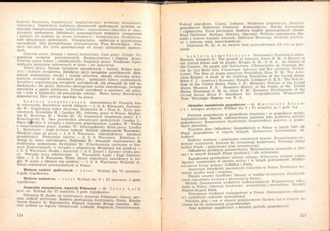 strony składu osobowego i spisu wykładów na rok akademicki 1946/47