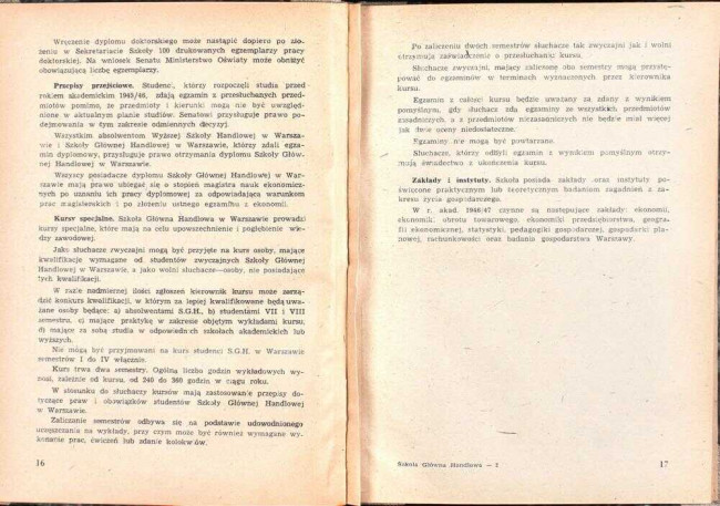 strony składu osobowego i spisu wykładów na rok akademicki 1946/47