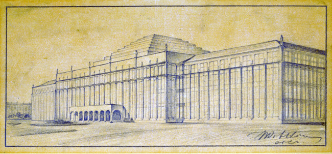 Szkic do projektu Gmachu Głównego Wyższej Szkoły Handlowej, 1923 rok