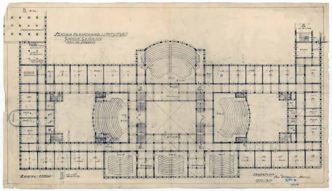 Projekt Gmachu Głównego SGPiS, I piętro, 1924-1950. Źródło: MAW_IIIb 137-29