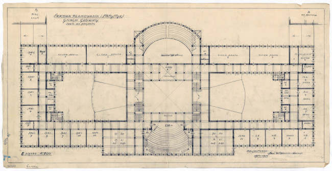 Projekt Gmachu Głównego SGPiS, II piętro. 1924-1950. Źródło: MAW_IIIb 137-31