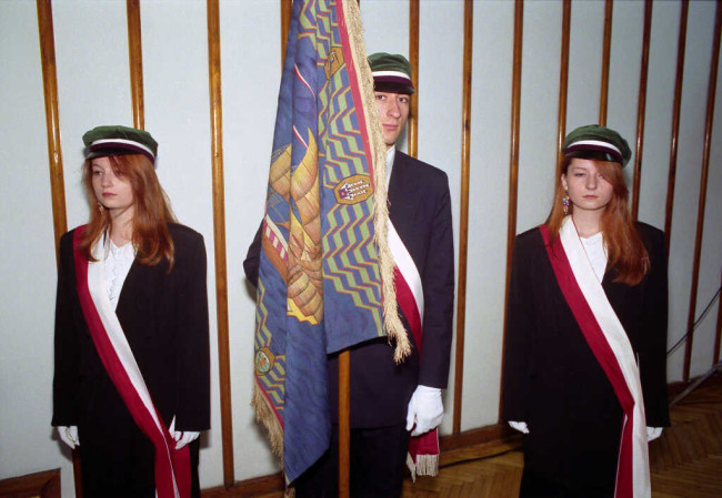 Inauguracja roku akademickiego 1993/1994. Poczet sztandarowy