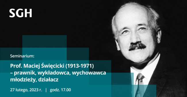 uśmiechnięty profesor Maciej Święcicki, grafika promująca wydarzenie