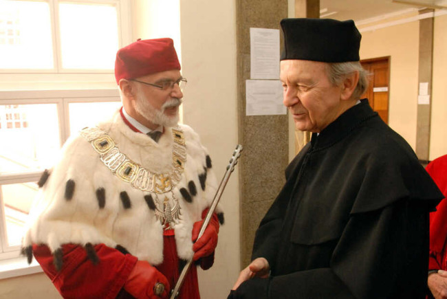 Inauguracja roku akademickiego 2016/2017  Rektor prof. Marek Rocki i prof. Stanisław Sołtysiński, doktor honoris causa SGH
