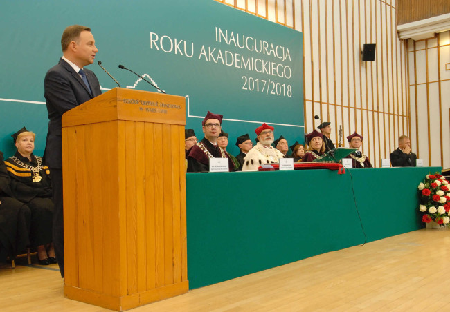 Inauguracja roku akademickiego 2017/2018. Przemawia prezydent RP Andrzej Duda