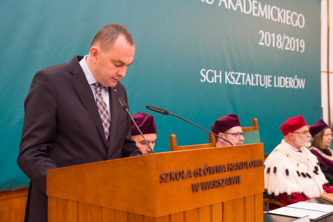 Inauguracja roku akademickiego 2018/2019​, przemawia sekretarz stanu Adam Kwiatkowski​
