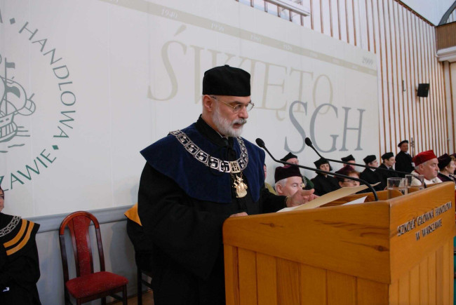 Święto SGH, 29 kwietnia 2009 roku, prof. Marek Rocki – dziekan Kolegium Analiz Ekonomicznych