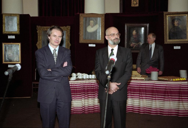 Jubileusz 90-lecia SGH, Galeria Porczyńskich, od lewej prof. Krzysztof Rutkowski i prof. Marek Rocki
