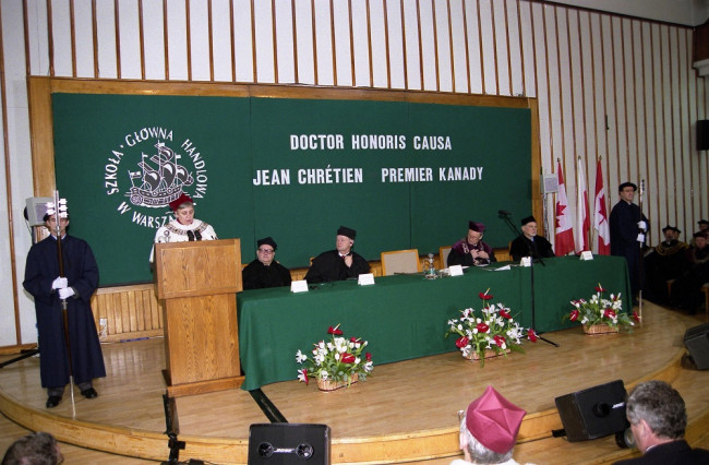 Uroczystość nadania tytułu doktora honoris causa SGH Jeanowi Chrétienowi, premierowi Kanady