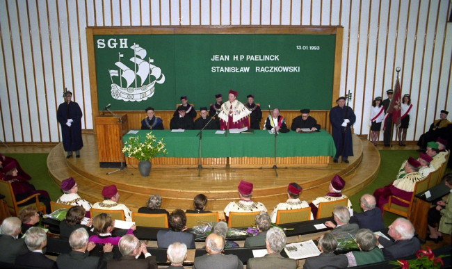 Uroczystość nadania tytułu doktora honoris causa SGH Profesorowi Jean H.P. Paelnickowi i Profesorowi Stanisławowi Rączkowskiemu