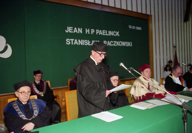 Uroczystość nadania tytułu doktora honoris causa SGH Profesorowi Jean H.P. Paelnickowi i Profesorowi Stanisławowi Rączkowskiemu