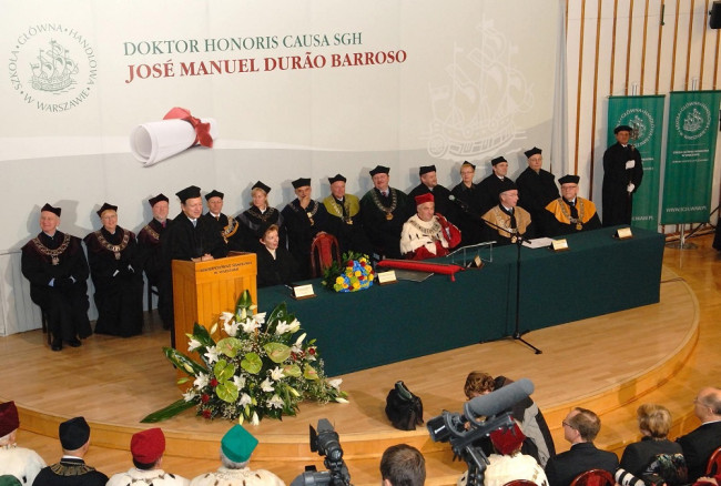 Uroczystość nadania tytułu doktora honoris causa SGH José Manuel Durão Barroso, przewodniczącemu Komisji Europejskiej