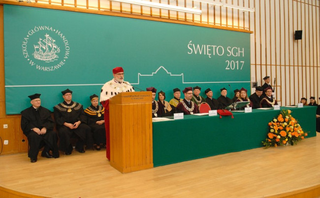 Święto SGH, 26 kwietnia 2017 roku,​ przemawia JM rektor prof. Marek Rocki