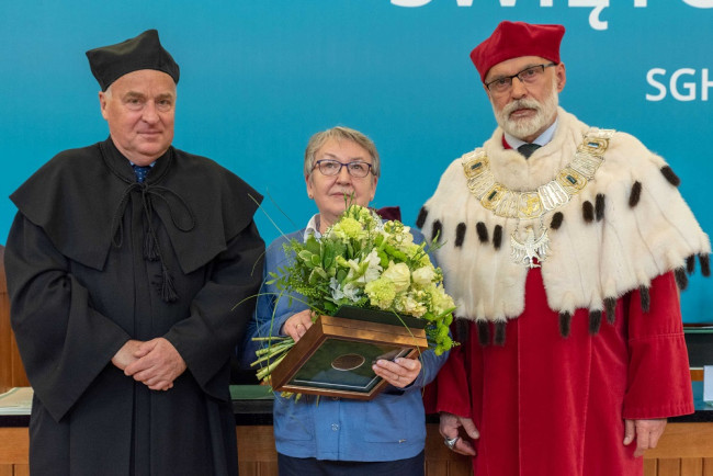 Święto SGH, 9 maja 2019 roku, prof. Adam Budnikowski, rektor SGH w latach 2005-2012, siostra prof. Janiny Jóźwiak, rektor prof. Marek Rocki