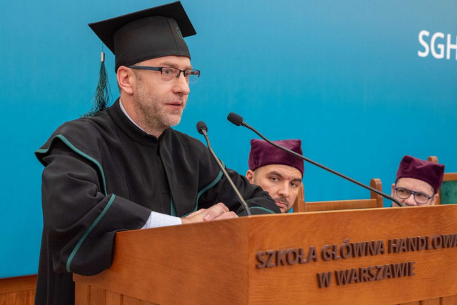 Święto SGH, 9 maja 2019 roku, w imieniu doktorów habilitowanych i doktorów​​ przemawiał prof. Michał Jakubczyk