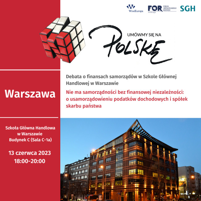 Plakat debaty o finansach samorządów