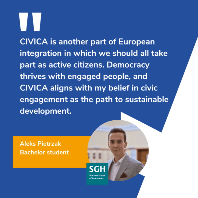 CIVICA is another part European integration in which we should all take part as active citizens. Democracy thrives with engaged people, and CIVICA aligns with my belief in civic engagement as the path to sustainable development.