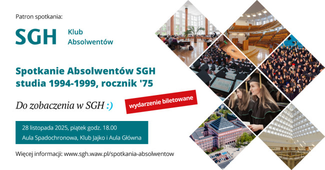 Infografika z informacjami o spotkaniu absolwentów 28.11.25