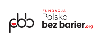 czarno-biało-czerwone lo składające się z trzech liter pbb oraz napisu Fundacja POlska bez barier.org