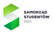 zielono białe S złożone z ośmiu trójkątów oraz napis Samorząd Studentów SGH