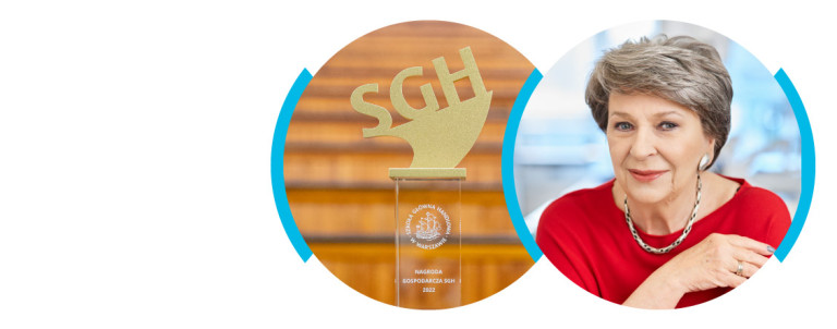 grafika promująca przyznanie Nagrody Gospodarczej SGH 2022 dr Irenie Eris