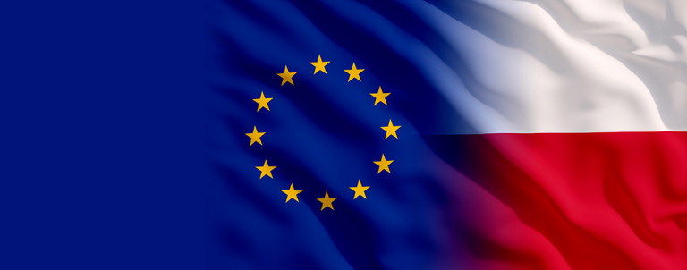 flagi Polski i Unii Europejskiej