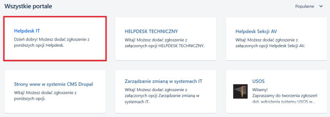 Okno główne systemu Help Center